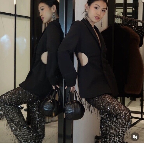 ZARA FRINGED SEQUINS LEGGINGS BLOGGER FAV - Picture 5 of 10